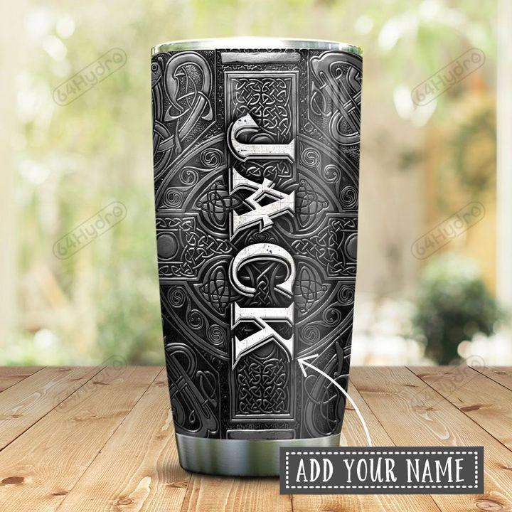 Personalized Viking Odin Mjolnir Metal Style Personalized Stainless Steel Tumbler 24022101.CXT Custom Name XT