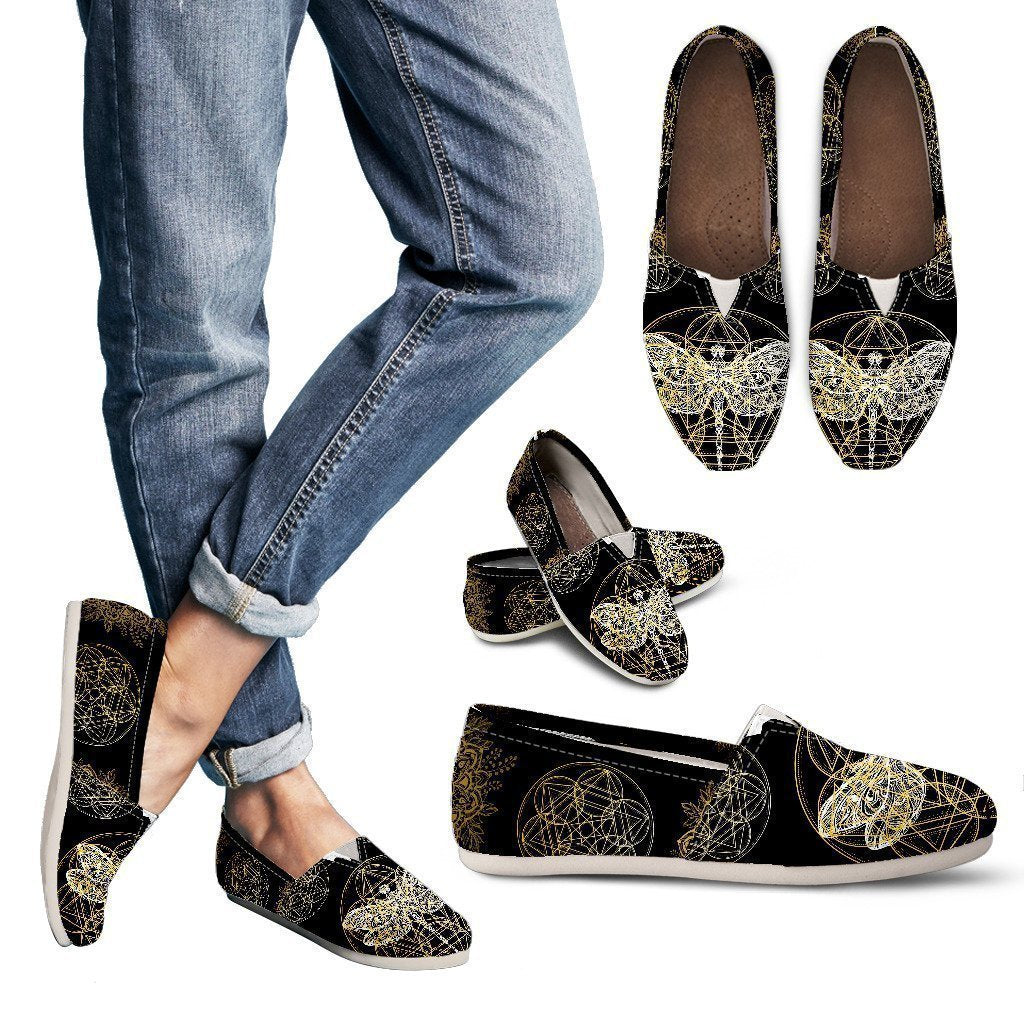 Black and Gold Dragonfly Geo Women's Casual Shoes-6teenth Worldโข-Women's Casual Shoes-US6 (EU36)-Vibe Cosyโข