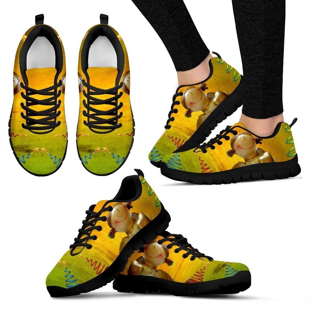 Black Christmas Golden Angel Women's Sneakers-6teenth Worldโข-Women's Sneakers-US5 (EU35)-Vibe Cosyโข