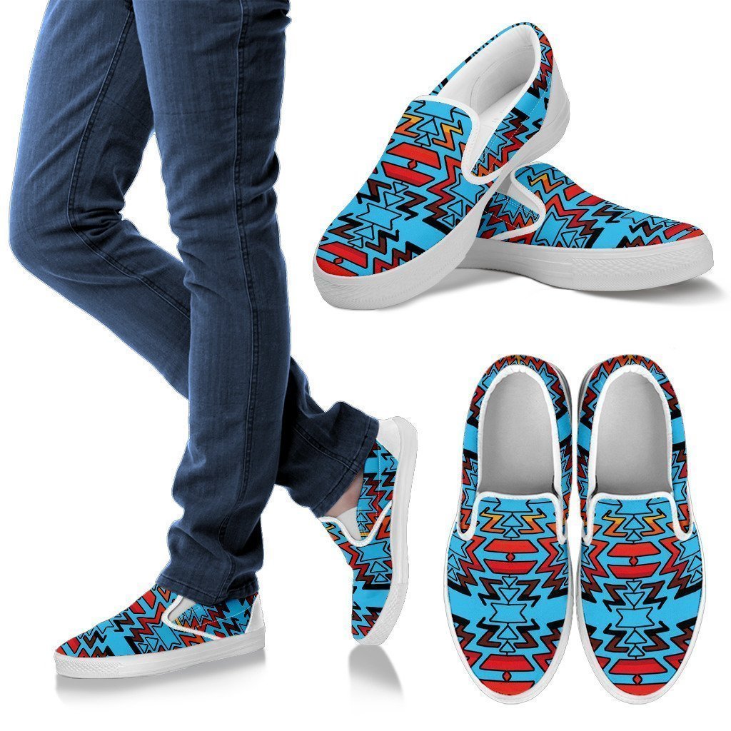 Turquoise Fire and Turquoises Men's Sopo Slip ons White Sole-6teenth Worldโข-Kid's Sneakers-US8 (EU40)-Vibe Cosyโข