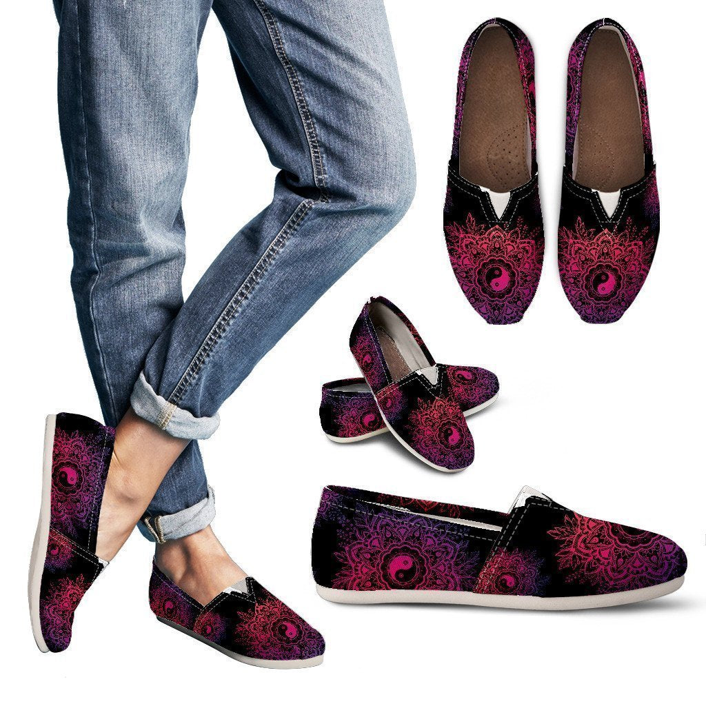 Black Neon Yin Yang Women's Casual Shoes-6teenth Worldโข-Women's Casual Shoes-US6 (EU36)-Vibe Cosyโข