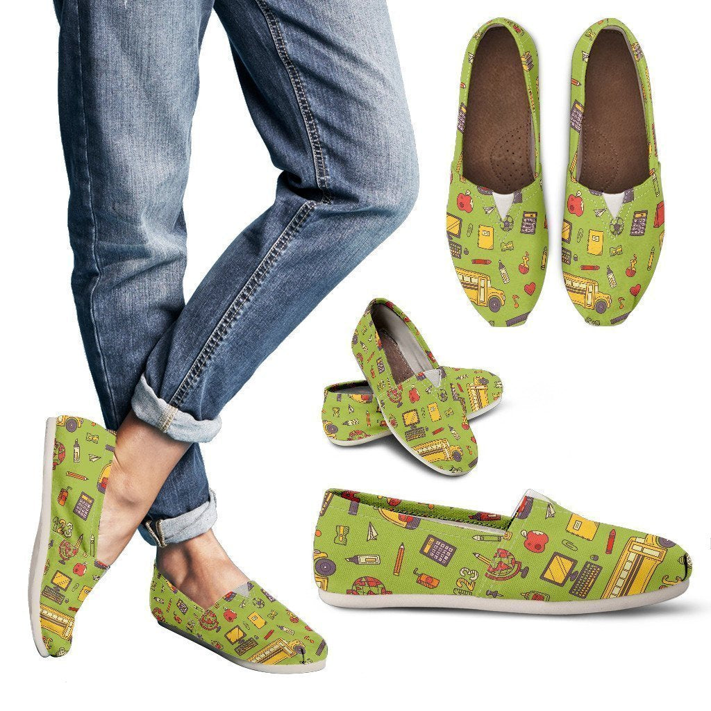 Back 2 School Green Casual Slip Ons-6teenth Worldโข-Women's Casual Shoes-US6 (EU36)-Vibe Cosyโข