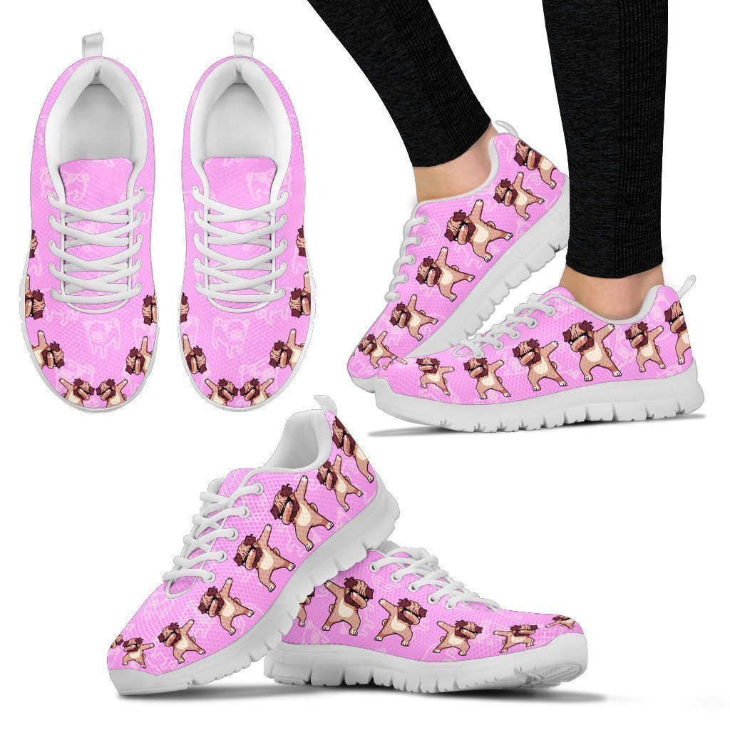 Pink Pug Women's Sneakers-6teenth Worldโข-Women's Sneakers-US5 (EU35)-Vibe Cosyโข