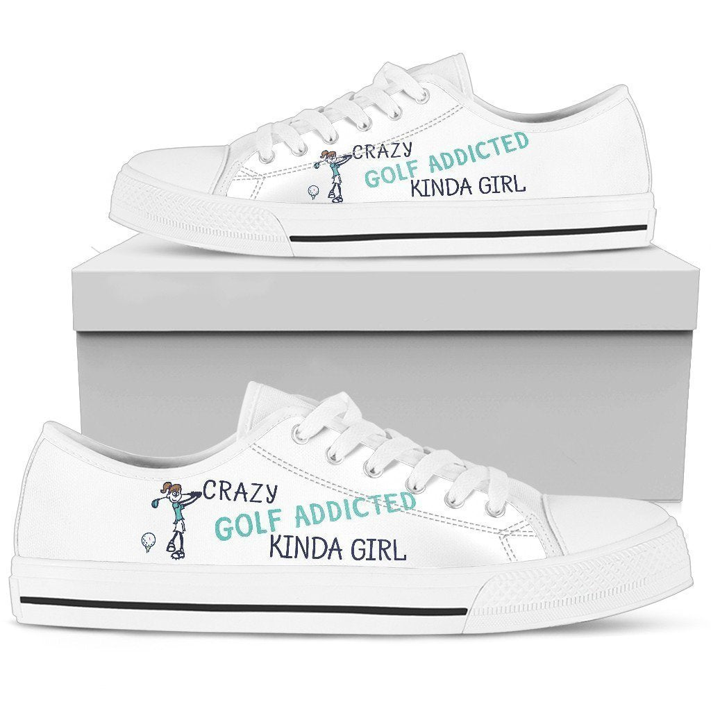 Crazy golf addicted kinda girl Women's Low Top Shoe-6teenth Worldโข-Women's Low Top Shoe-US5.5 (EU36)-Vibe Cosyโข