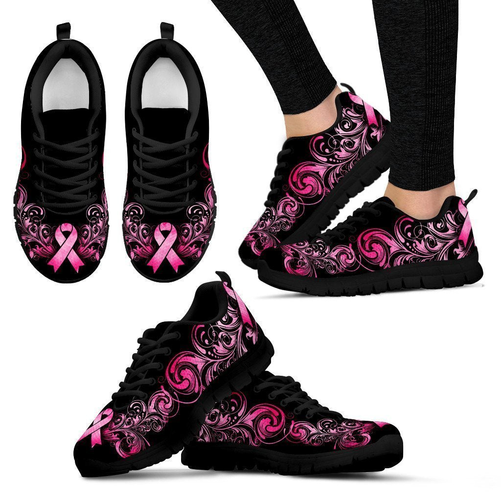 Breast Cancer Awareness (Black) Women's Sneakers-6teenth Worldโข-Women's Sneakers-US5 (EU35)-Vibe Cosyโข
