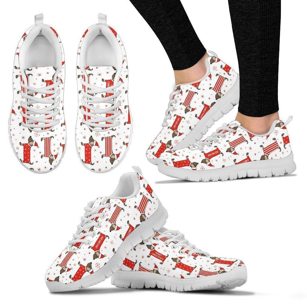 Dachshund Christmas Women's Sneakers-6teenth Worldโข-Women's Sneakers-US5 (EU35)-Vibe Cosyโข