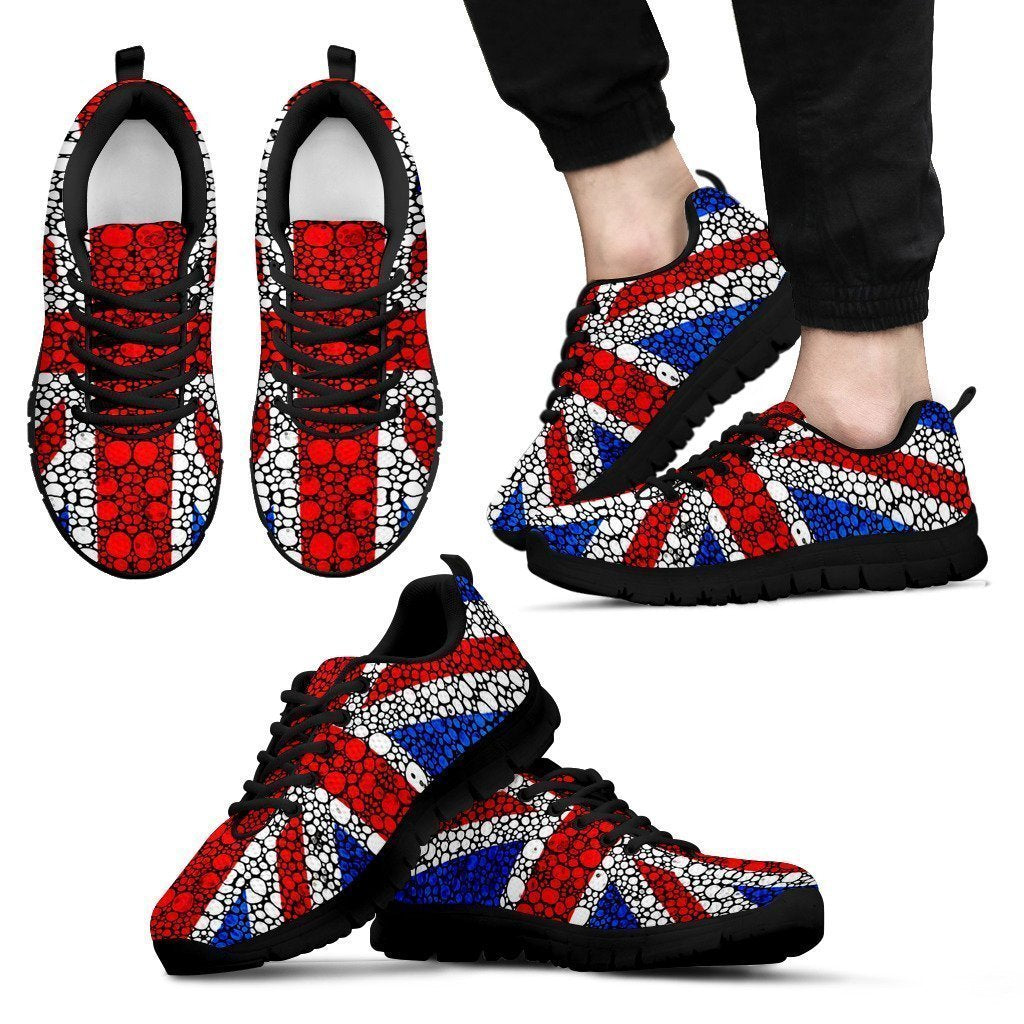 BRITAIN FLAG BLACK SHOE Men's Sneakers-6teenth Worldโข-Men's Sneakers-US5 (EU38)-Vibe Cosyโข