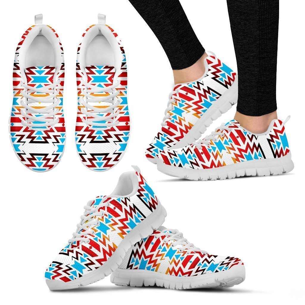 White Fire and Turquoise Women's Sneaker-6teenth Worldโข-Women's Sneakers-US5 (EU35)-Vibe Cosyโข