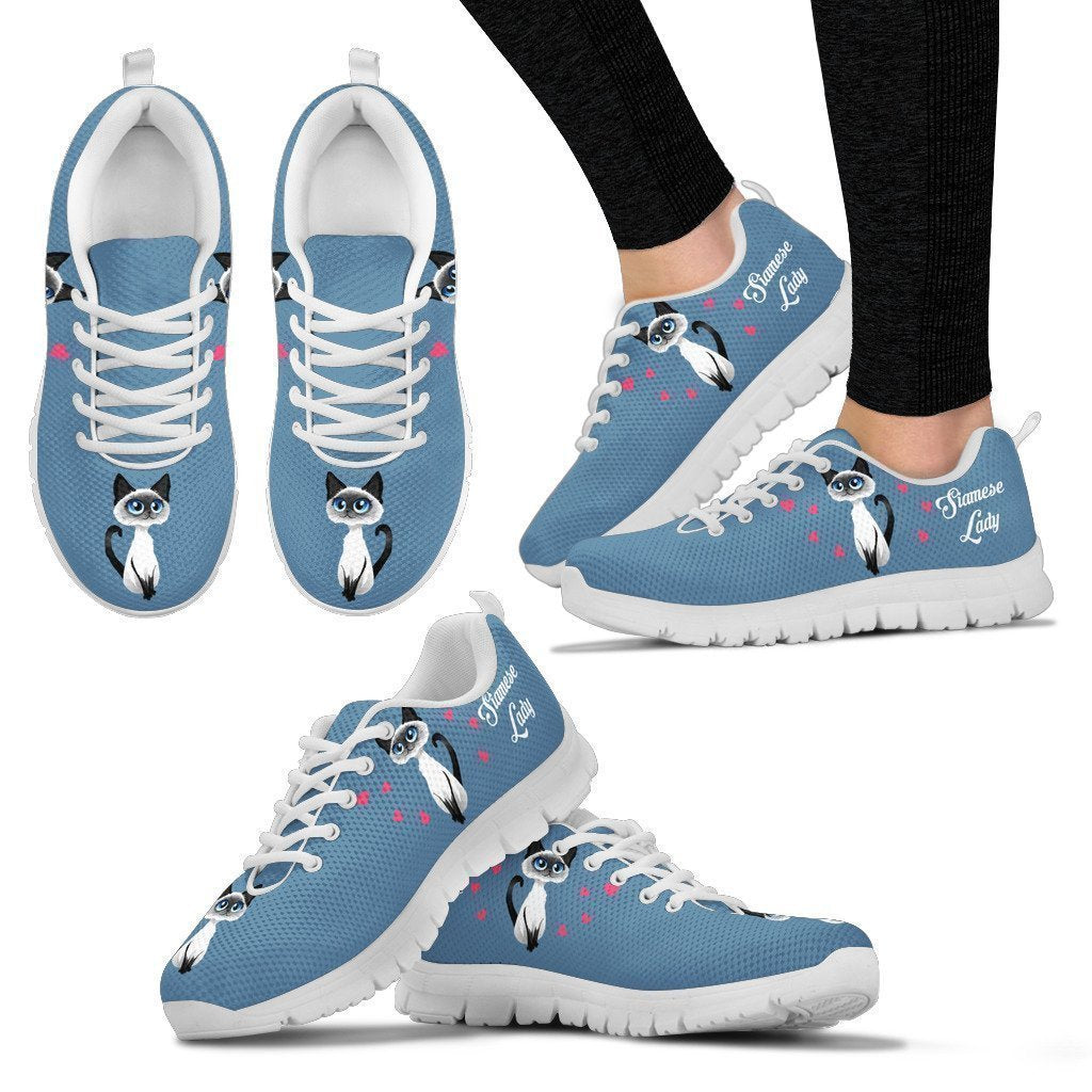 Siamese Cat white Women's-6teenth Worldโข-Women's Sneakers-US5 (EU35)-Vibe Cosyโข
