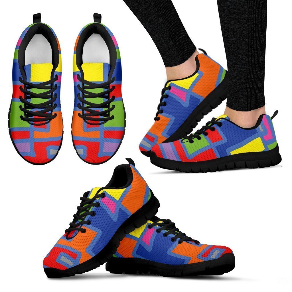 Women's Sneakers Square Colors - Black-6teenth Worldโข-Women's Sneakers-US5 (EU35)-Vibe Cosyโข