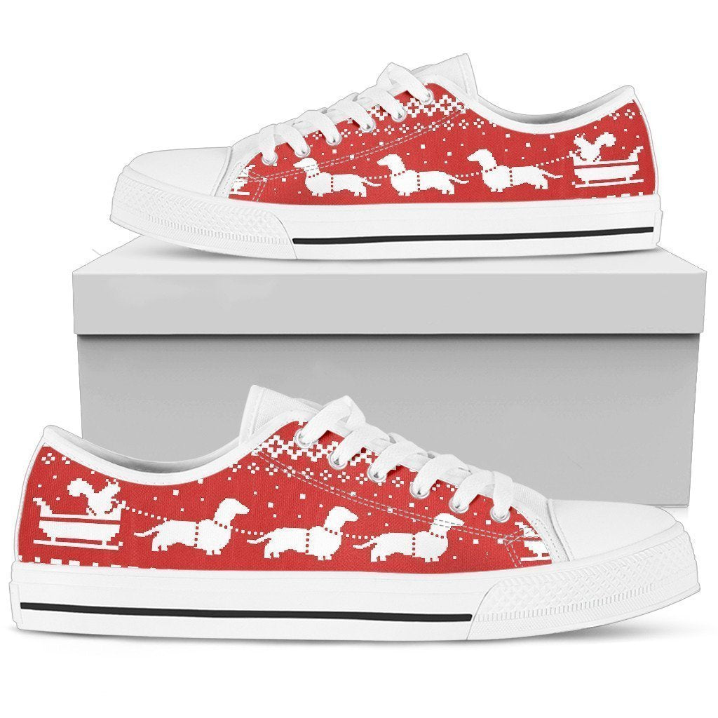 Dachshund Lover Christmas Women's Low Top Shoe-6teenth Worldโข-Women's Low Top Shoe-US5.5 (EU36)-Vibe Cosyโข