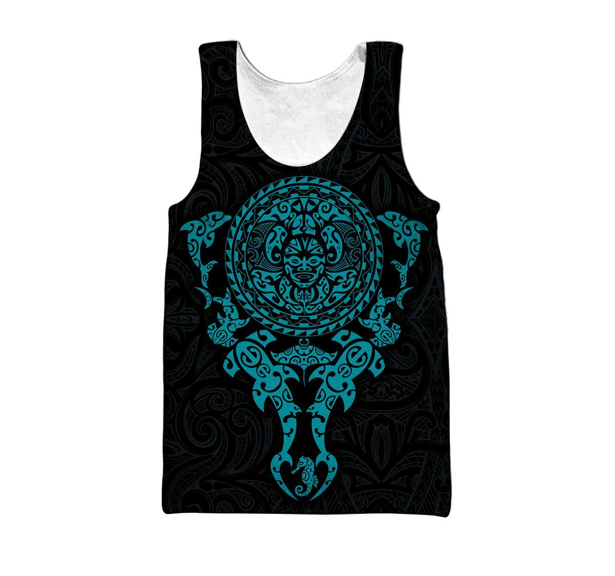 Maori tangaroa blue tattoo 3d all over printed shirt and short for man and women HHT20072001-Apparel-PL8386-Tank top-S-Vibe Cosy™