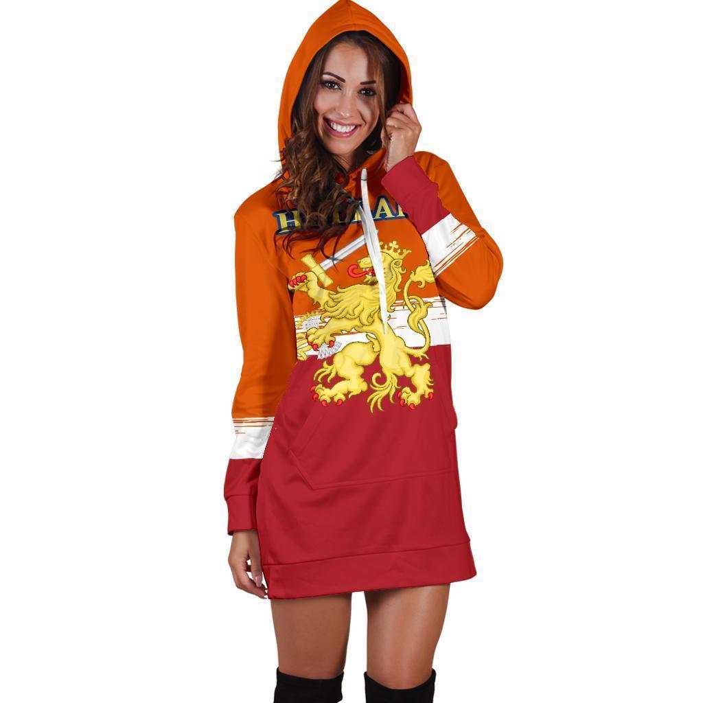 Netherlands Lion Special Hoodie Dress-Apparel-Phaethon-Hoodie Dress-S-Vibe Cosyβ’