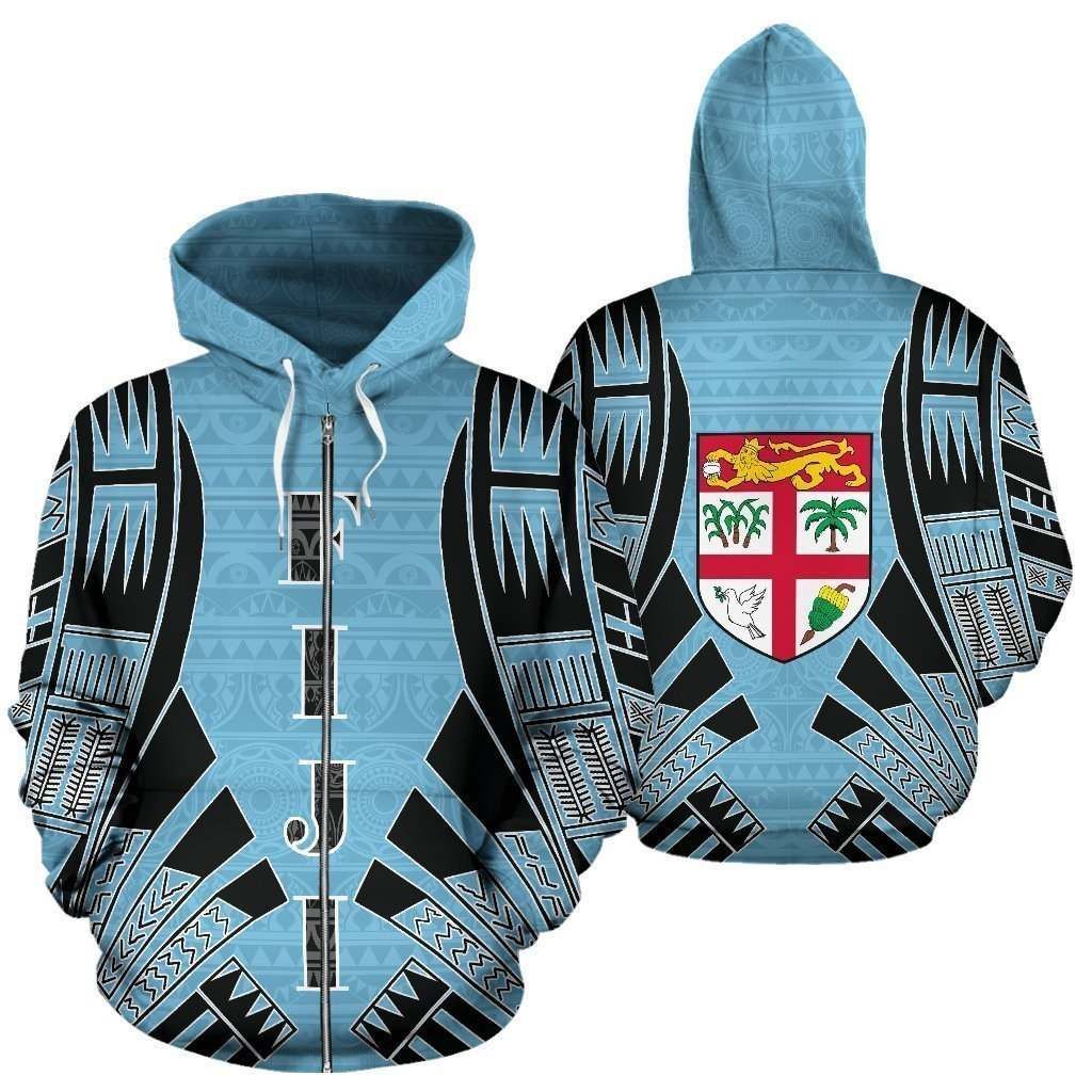 Fiji All Over Zip-Up Hoodie - Polynesian Tattoo Style NNK-Apparel-NNK-Hoodie-S-Vibe Cosy™