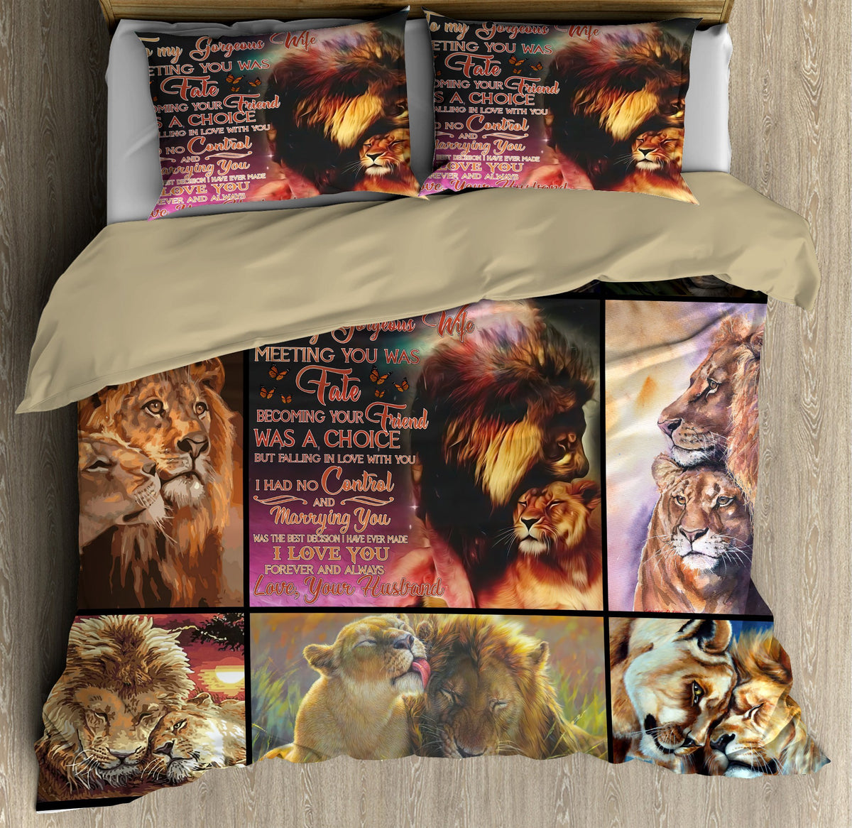 To My Wife Lion Couple Bedding Set-MEI