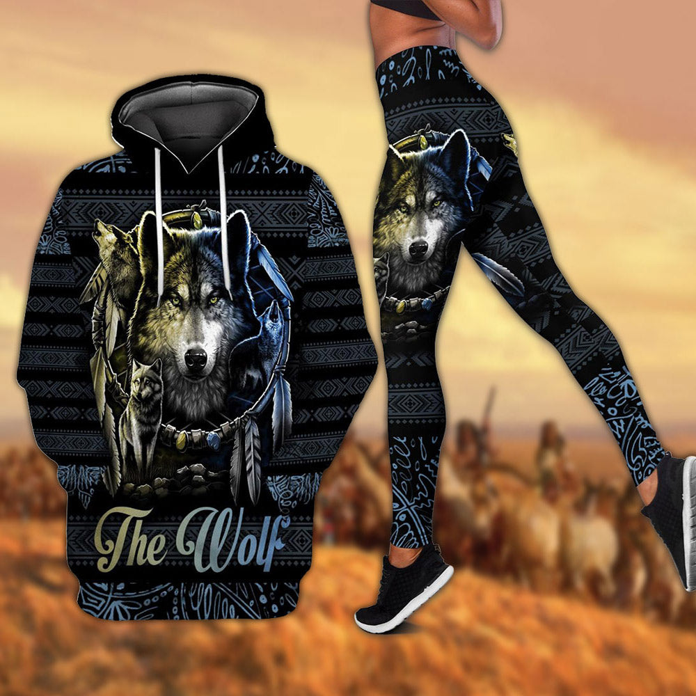 Love Wolf Native American 3D All Over Printed Shirts for Women