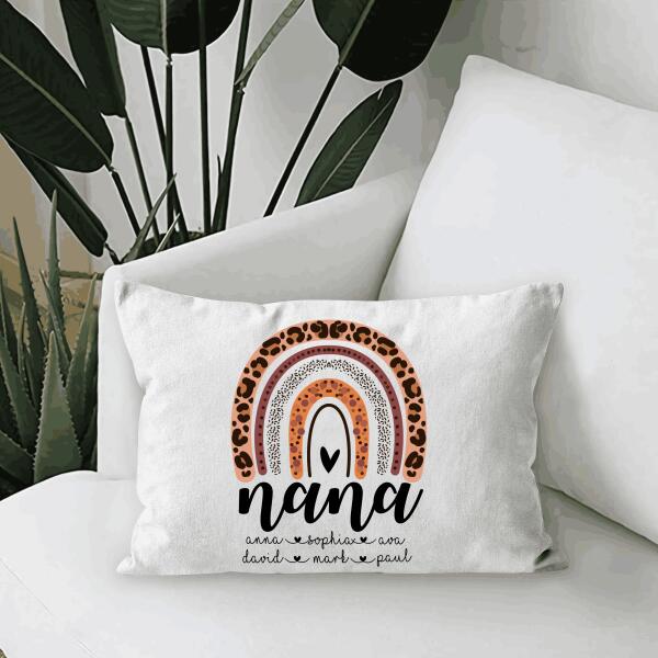 Rainbow Nana Personalized Canvas Throw Pillow Special Gift For Grandma Nana Mother