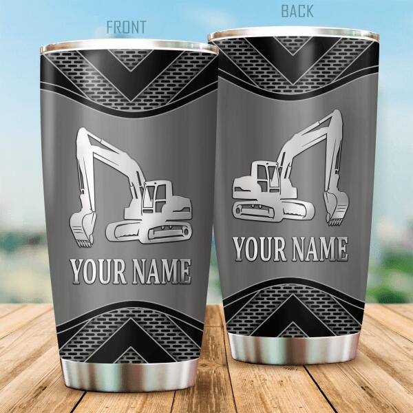 Personalized Construction Excavator Steel Tumbler All Over Printed Special Gift