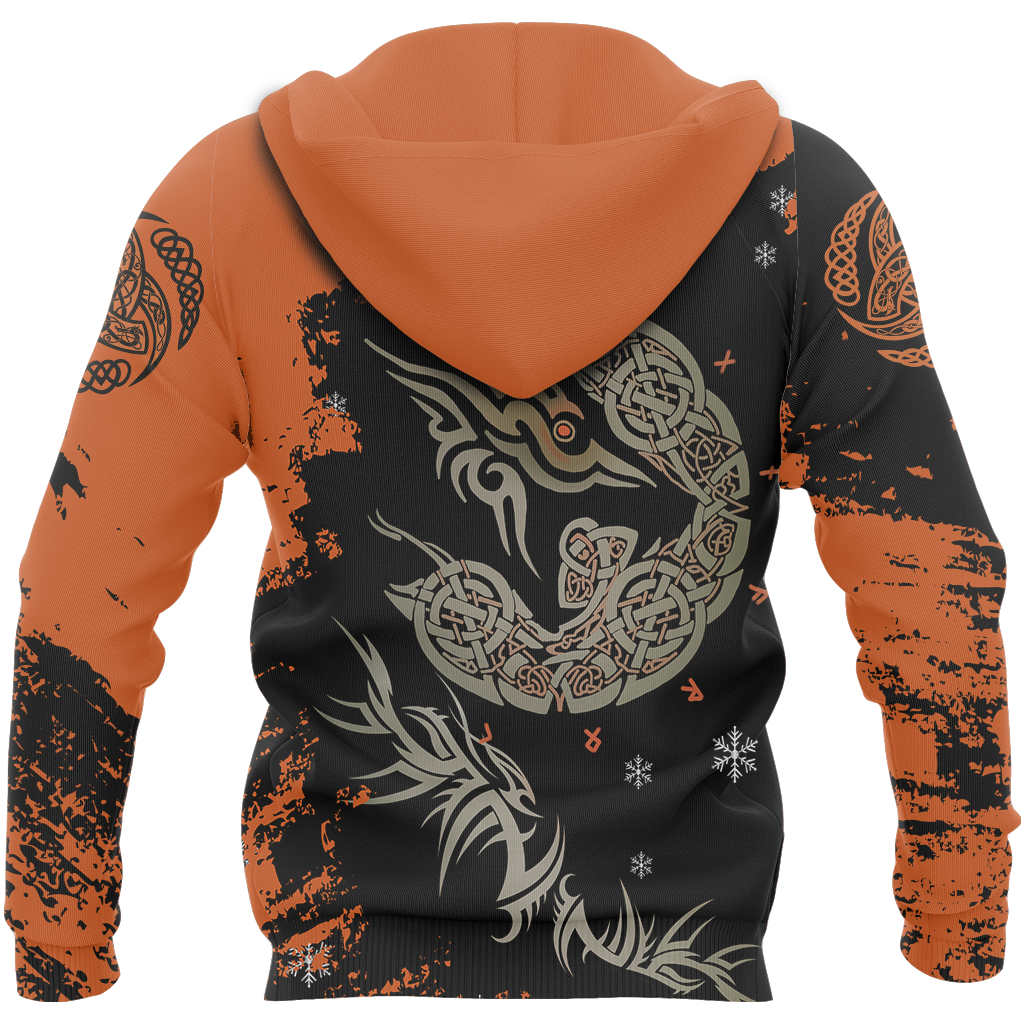 Viking Fenrir Wolf On Fire Pullover-Apparel-HP Arts-Hoodie-S-Vibe Cosyβ’