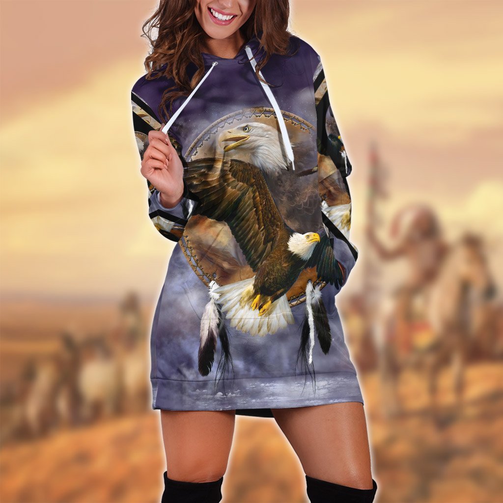 Eagle Native American 3D All Over Printed Hoodie Dress
