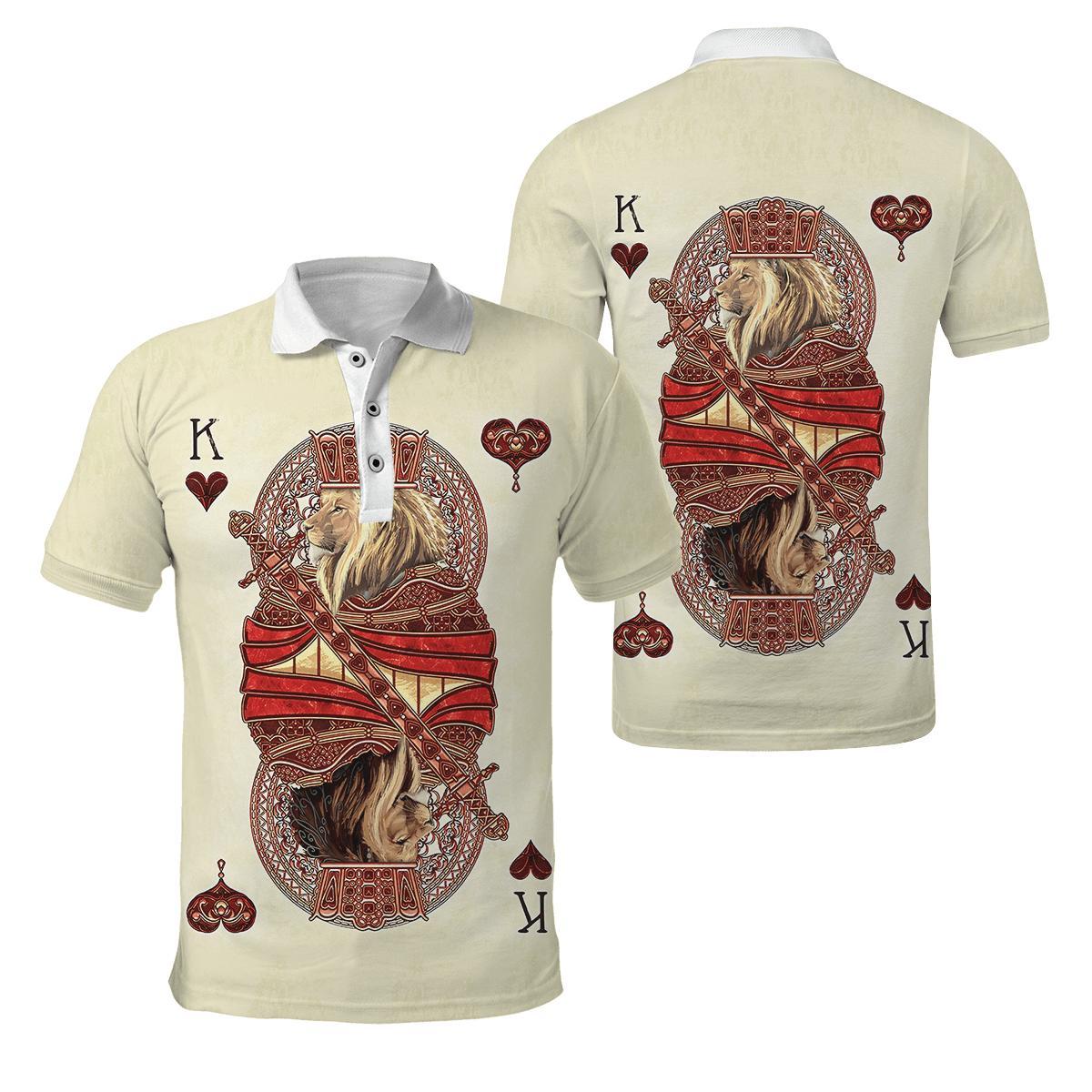 The King Club Lion Poker Polo 3D All Over Printed Unisex Shirts