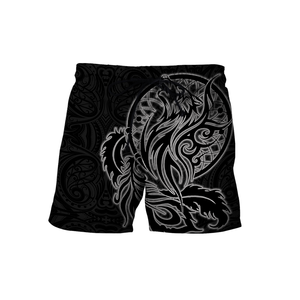 Maori dream catcher wolf tattoo 3d all over printed shirt and short for man and women HHT17072002-Apparel-PL8386-Shorts-S-Vibe Cosy™