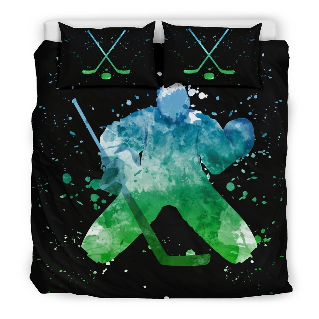 Hockey Watercolor Bedding Set-6teenth Worldโข-Bedding Set-King-Vibe Cosyโข