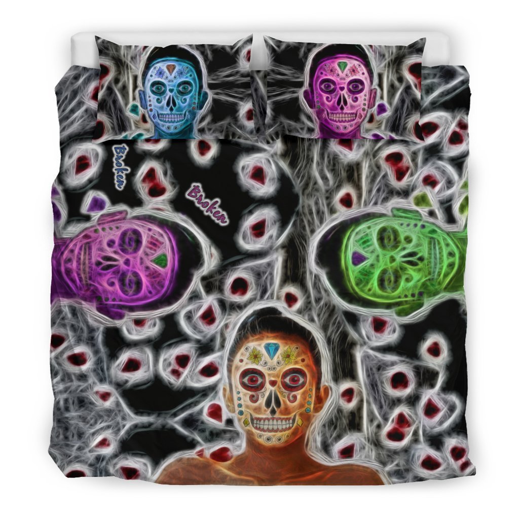 Broken Sugar Skulls Bedding Set-6teenth Worldโข-Bedding Set-US King-Vibe Cosyโข