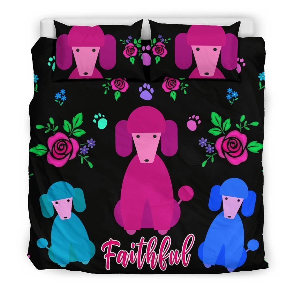 Faithful Poodles Bedding Set Cute Dog Poodle Dogs-6teenth Worldโข-Bedding Set-US King-Vibe Cosyโข
