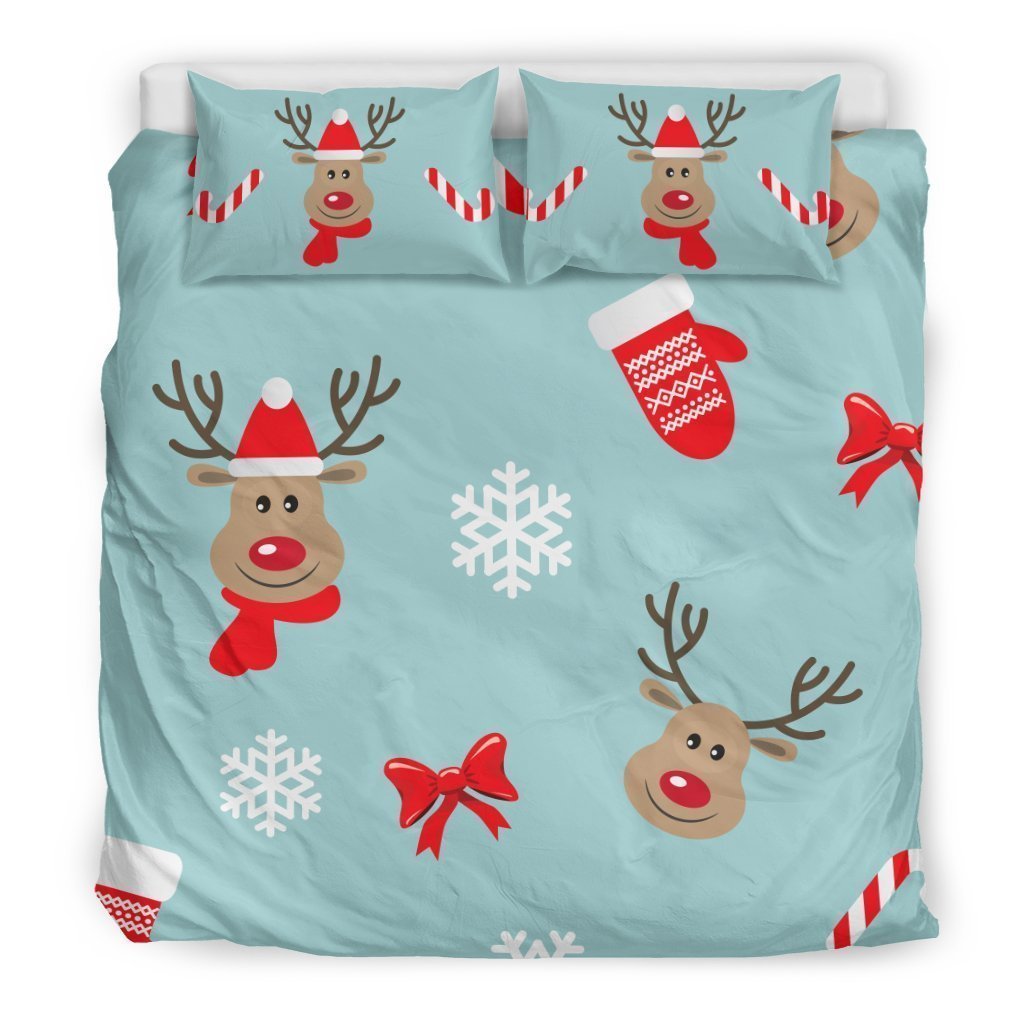 Christmas Deers Bedding Set with Candy Canes-6teenth Worldโข-Bedding Set-US King-Vibe Cosyโข