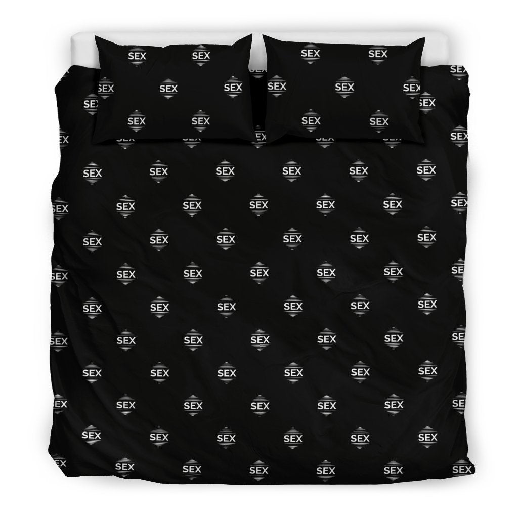 Sex White on Black Bedding Set-6teenth Worldโข-Bedding Set-US King-Vibe Cosyโข