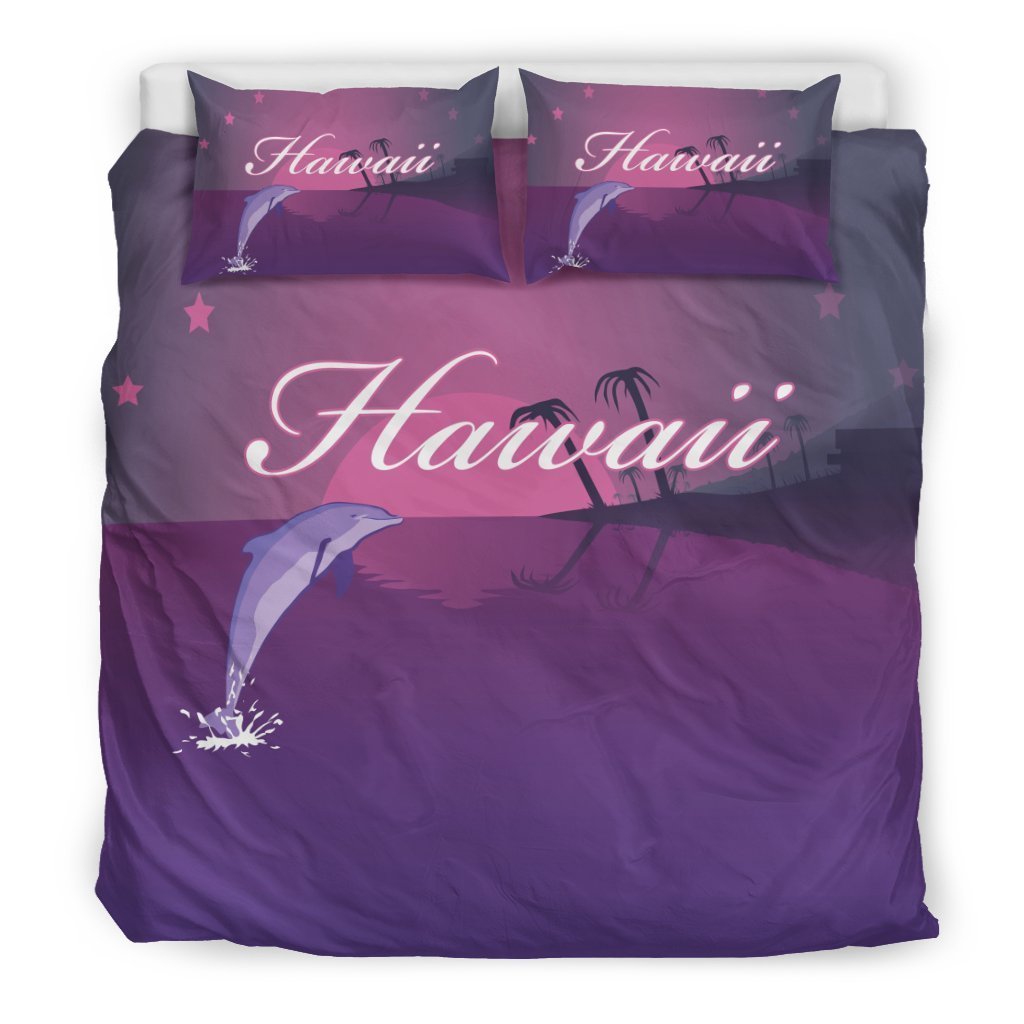 Hawaii Dolphin Violet Bedding Set - AH - K5-BEDDING SETS-Phaethon-US King-Black-Polyester-Vibe Cosyβ’