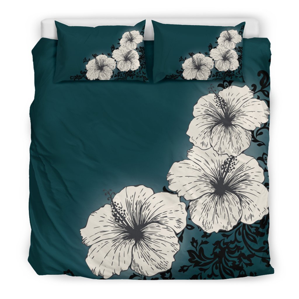 Hawaii Lighten Hibiscus Bedding Set - AH-BEDDING SETS-Alohawaii-US King-Black-Polyester-Vibe Cosy™