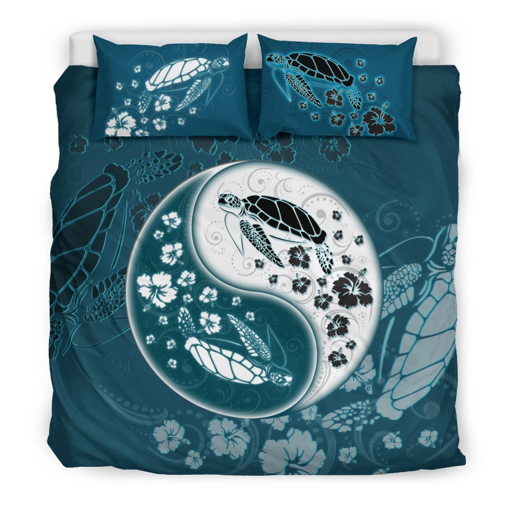 Turtle Bedding Set YinYang Style - AH-BEDDING SETS-Alohawaii-US King-Black-Polyester-Vibe Cosy™