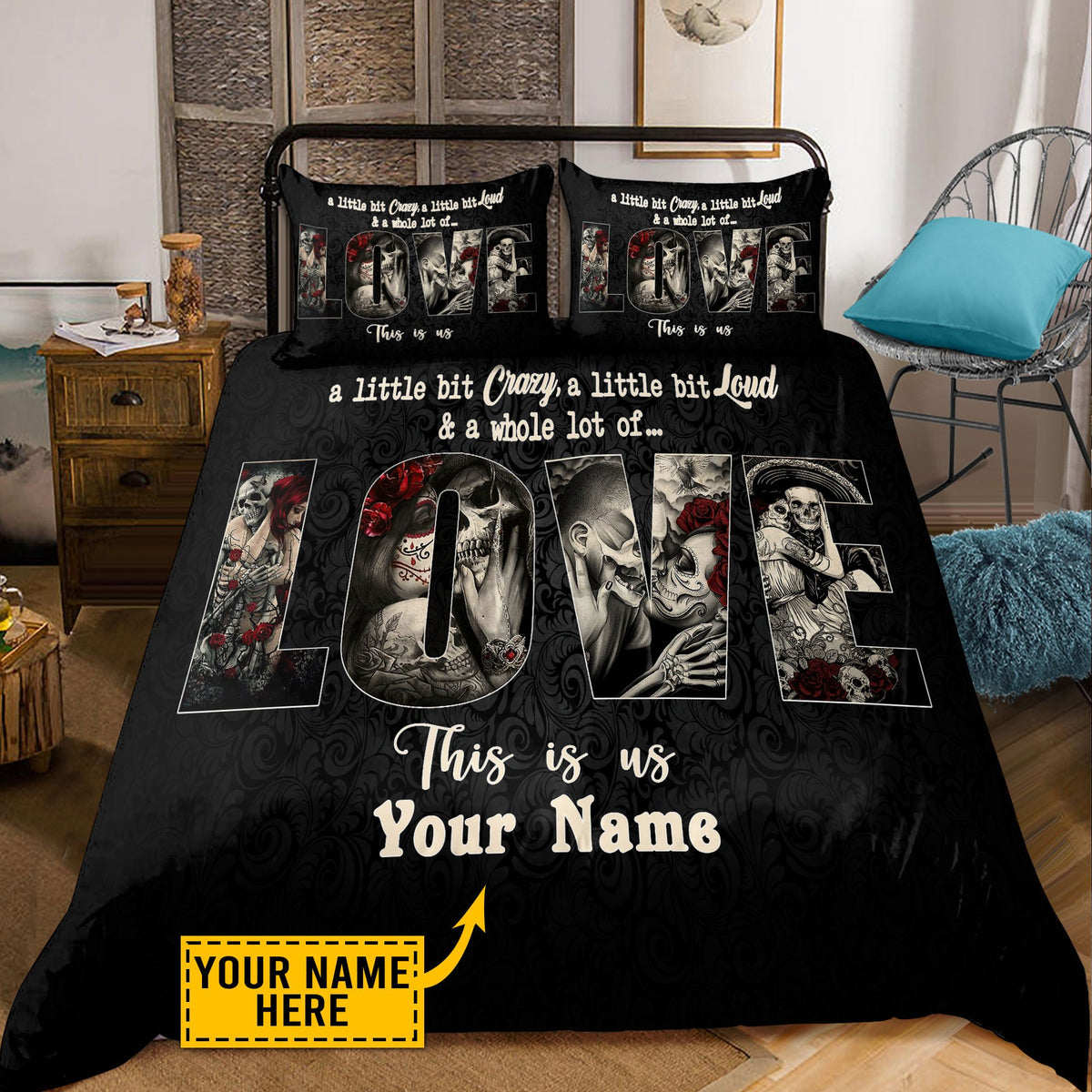 Customize Name Skull Bedding Set NTN08052101