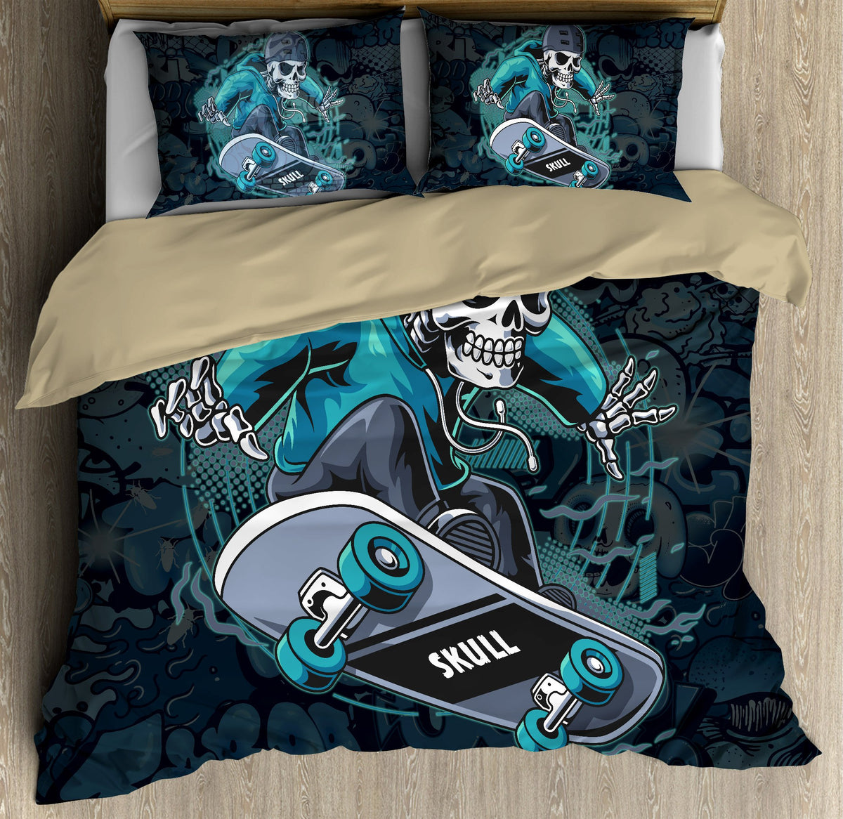 Skateboard Skull Bedding Set