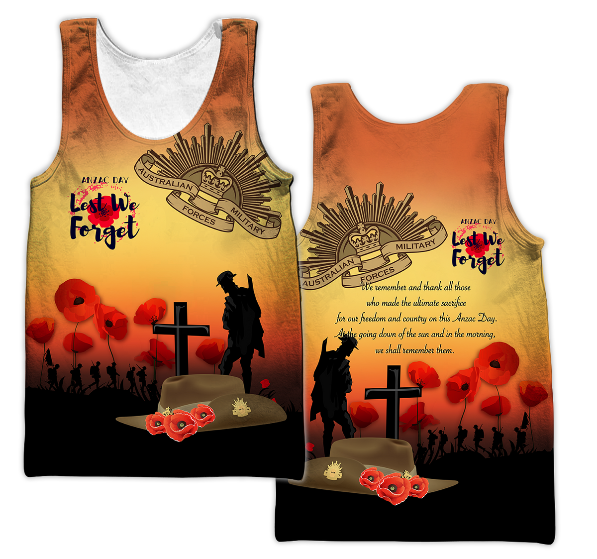 Premium Anzac Day Lest We Forget Poppy 3D Printed Unisex Shirts TN