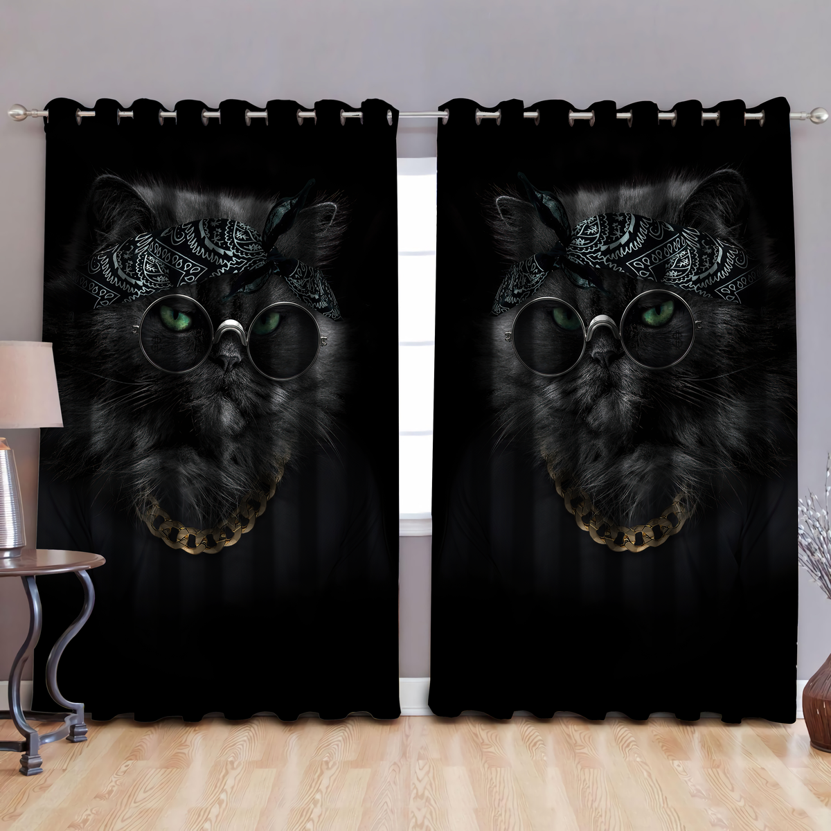Gangster Cat Window Curtains MH12012106