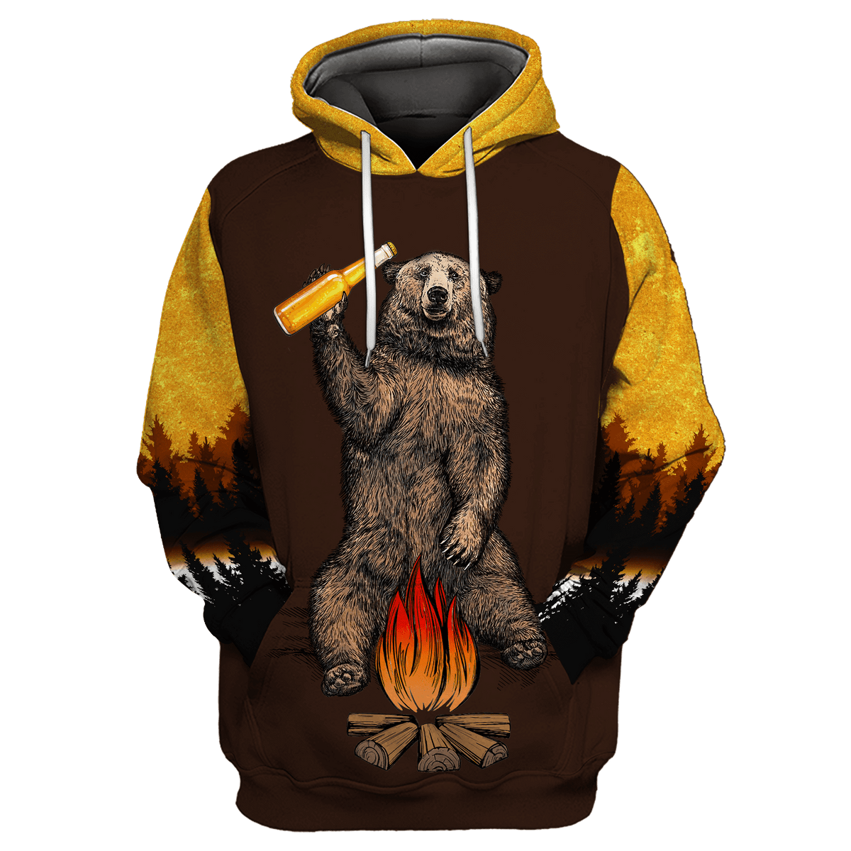 A Bear Kills You Vintage Camping All Over Printed Hoodie
