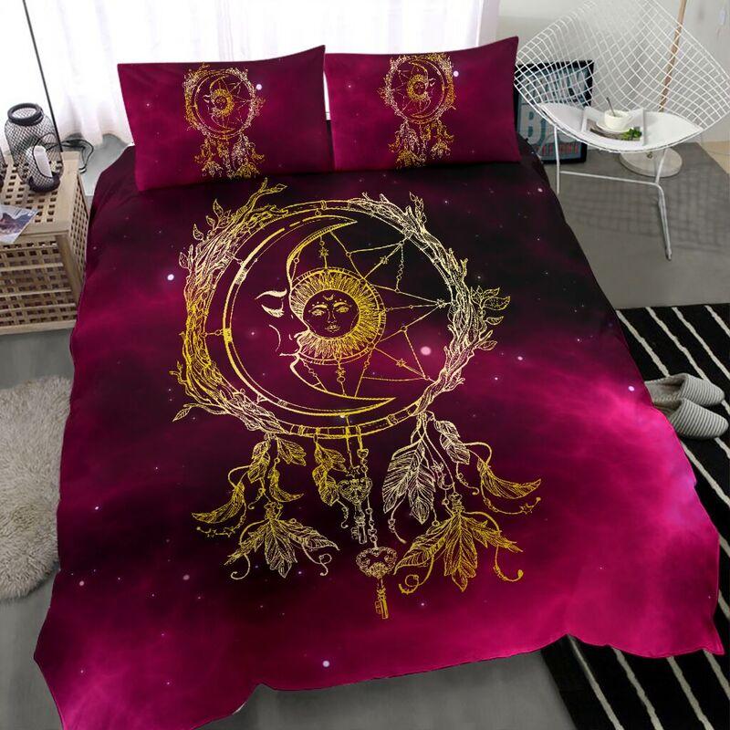 Burgundy Moon and Sun Bedding Set HAC090609-NM-Bedding Set-NM-Twin-Vibe Cosy™