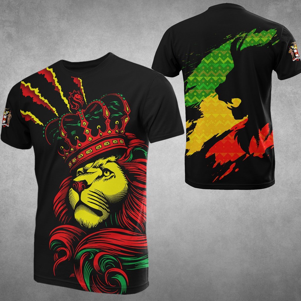 Jamaica lion king t-shirts HG62901-Apparel-HG-T-shirt-S-Vibe Cosyβ’