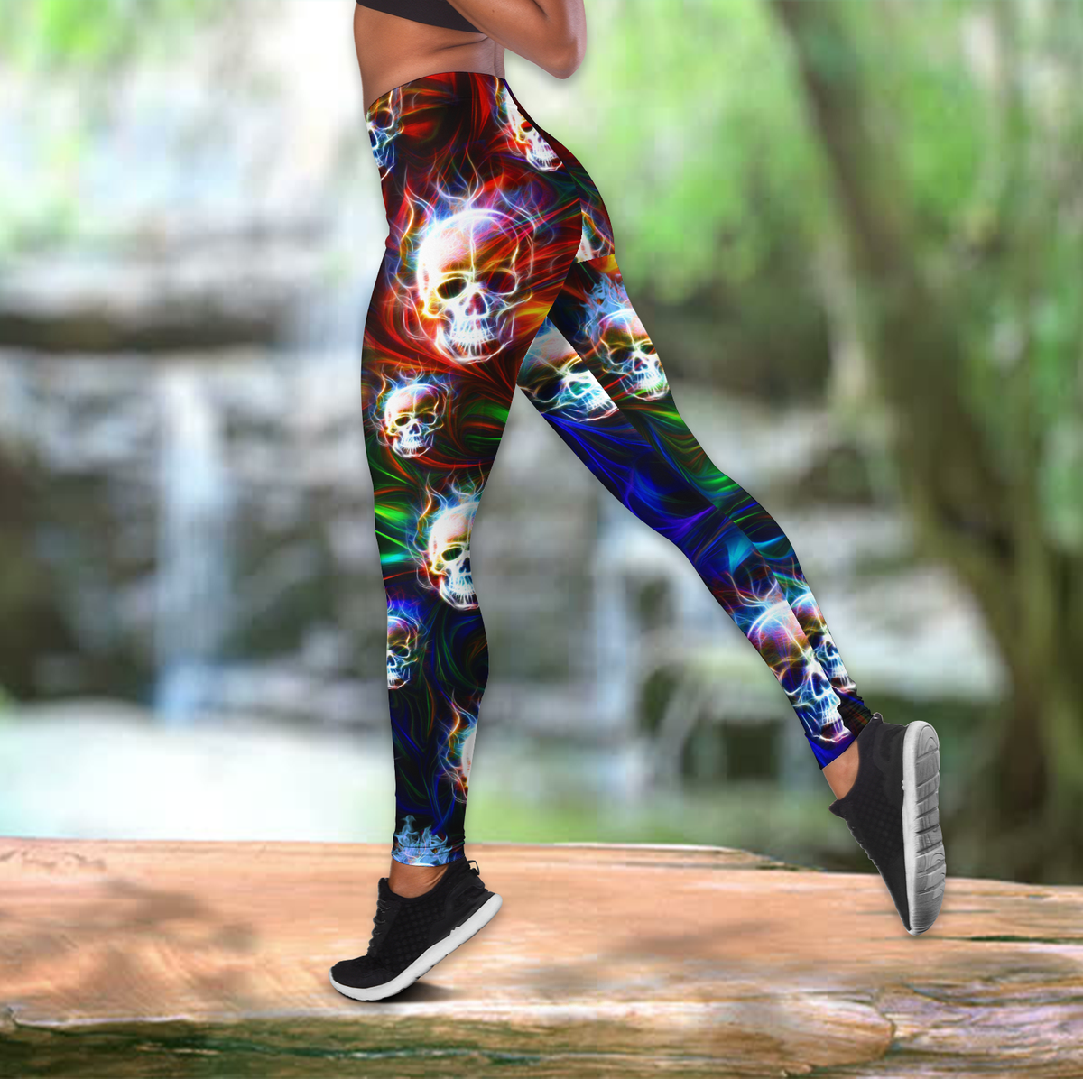Colorful Skull Combo Hollow Tank Top And Legging Outfit MH01032101