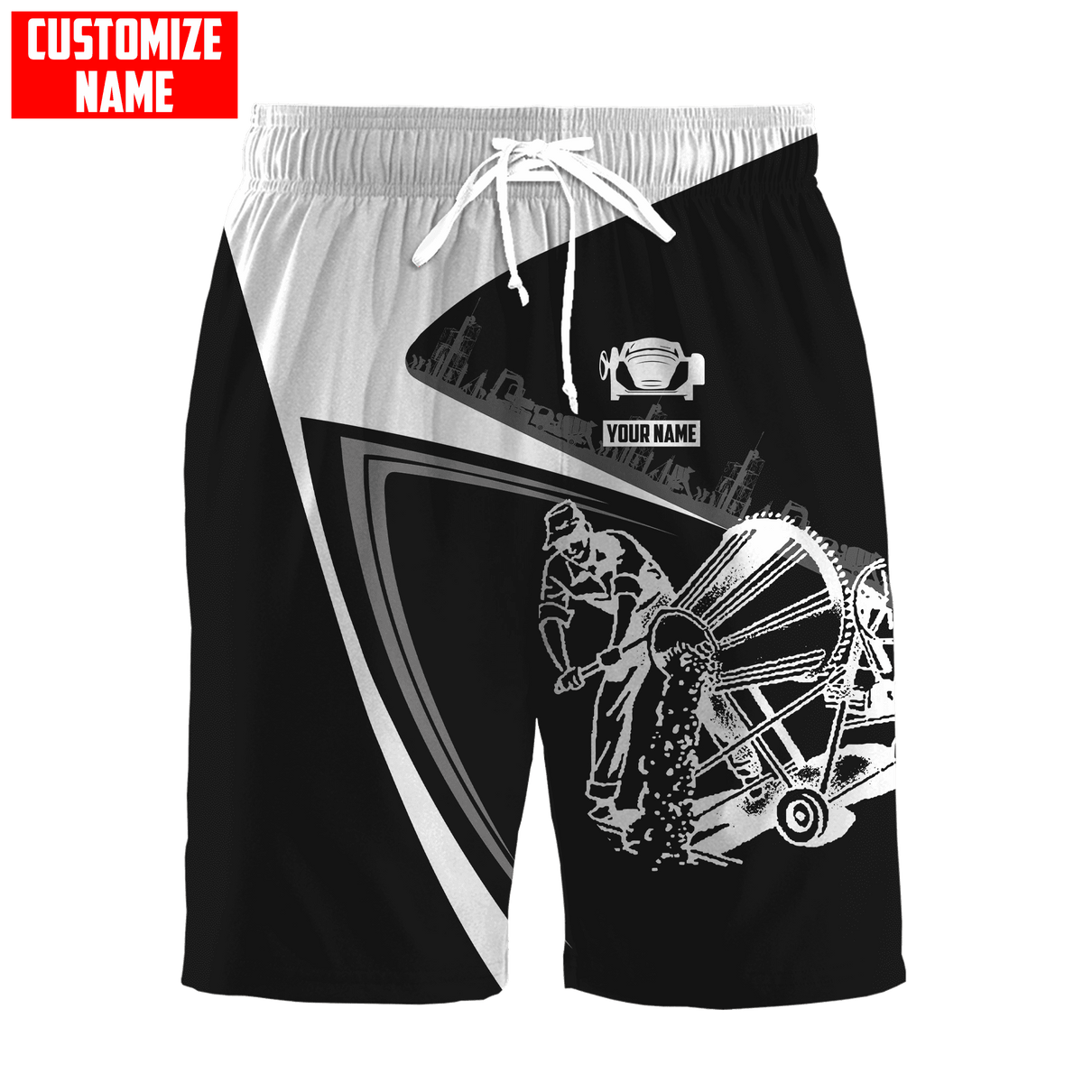 Customized Name Mixer Concrete Finisher 3D All Over Printed Combo T-shirt Boardshorts