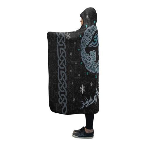 Viking Hooded Blanket - Fenrir Wolf PL085-HOODED BLANKETS (P)-PL8386-Hooded Blanket - .-Youth 60"x45"-Vibe Cosyβ’