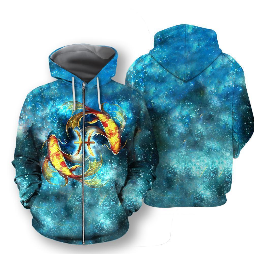 All Over Printed Pisces Hoodie-Apparel-NTH-Zip-Hoodie-S-Vibe Cosy™