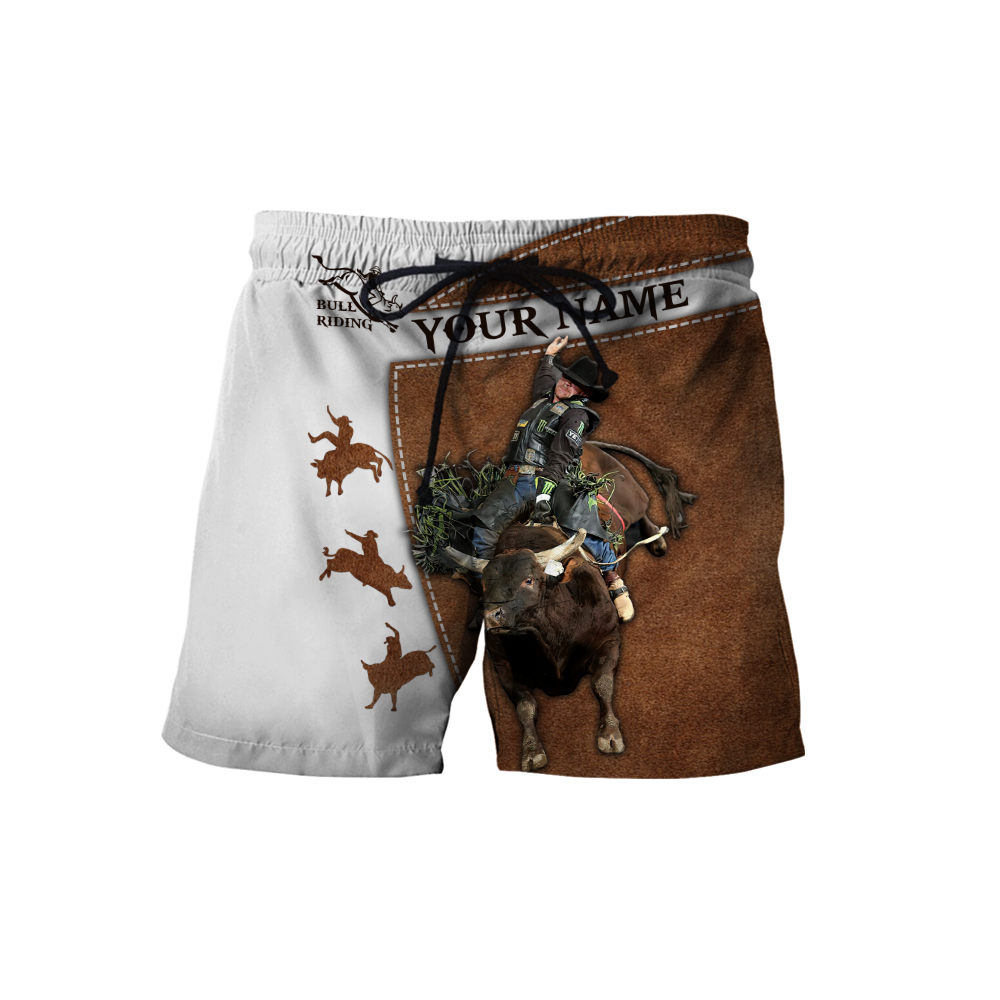 Personalized Name Bull Riding 3D All Over Printed Unisex Shirts Brown Bull