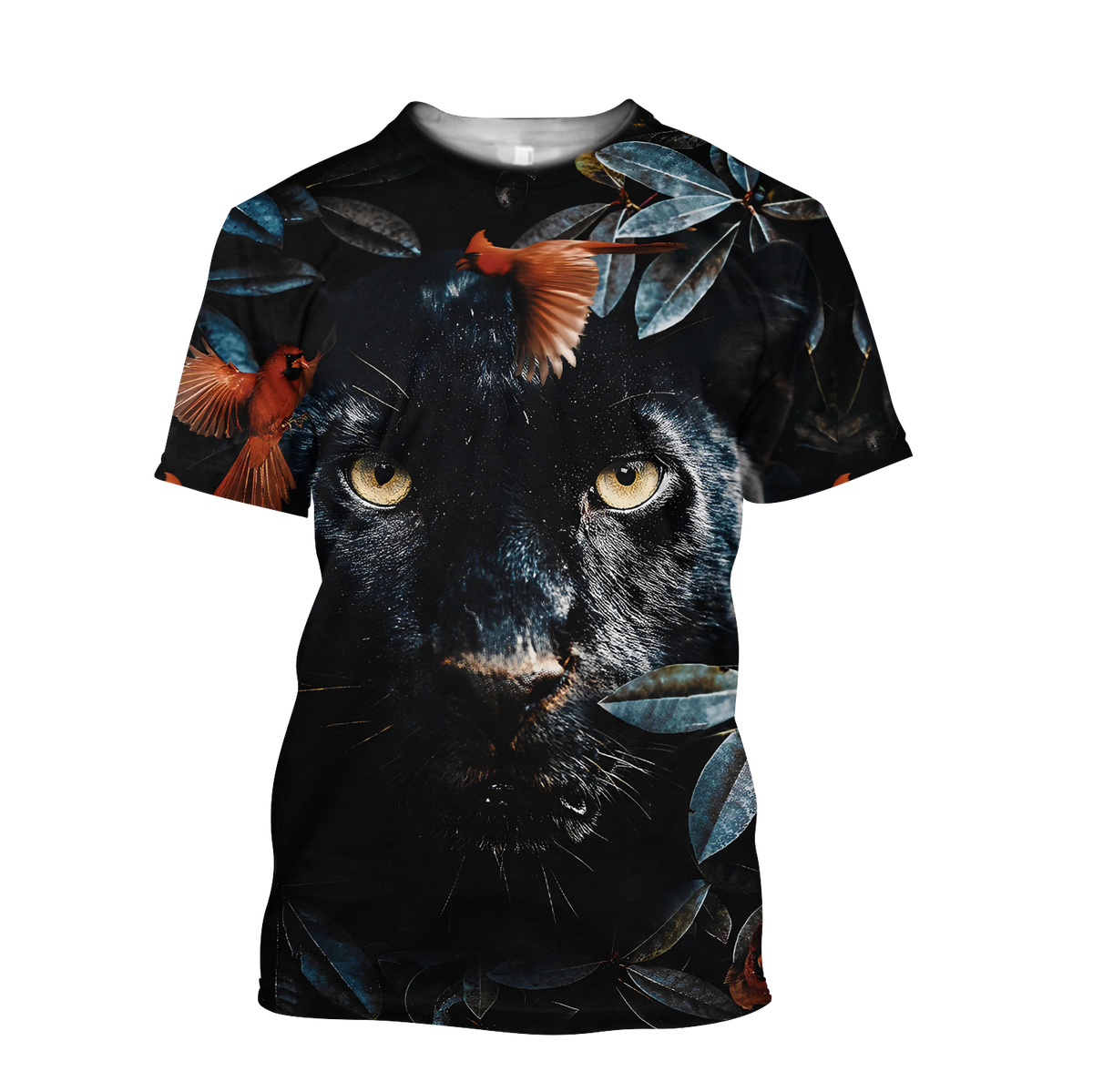 Flower Black Panther Over Printed T-shirt for Men and Women