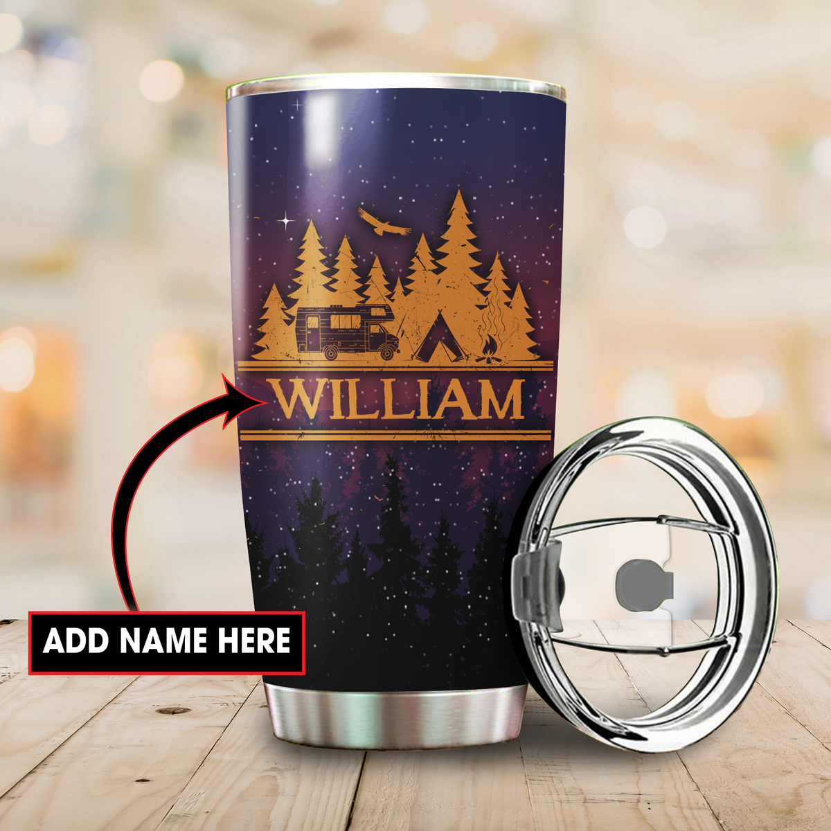 Customize name Camping Steel Tumbler