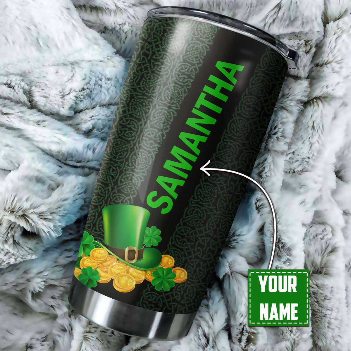Irish Black Girl Stainless Steel Tumbler Custom Name XT
