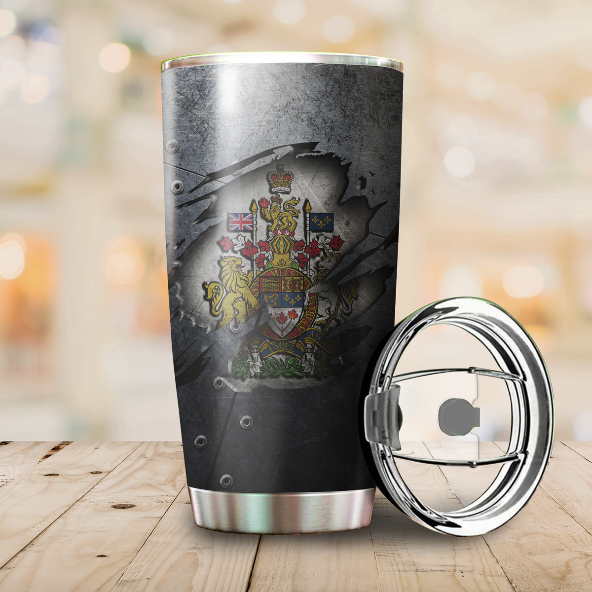 Canadian Veteran Coat of Arms Stainless Steel Tumbler SN17032103.S1